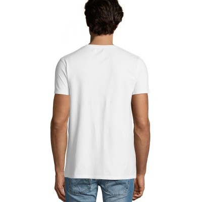 Camiseta cuello redondo personalizable disponible corte de mujer y hombre en blanco